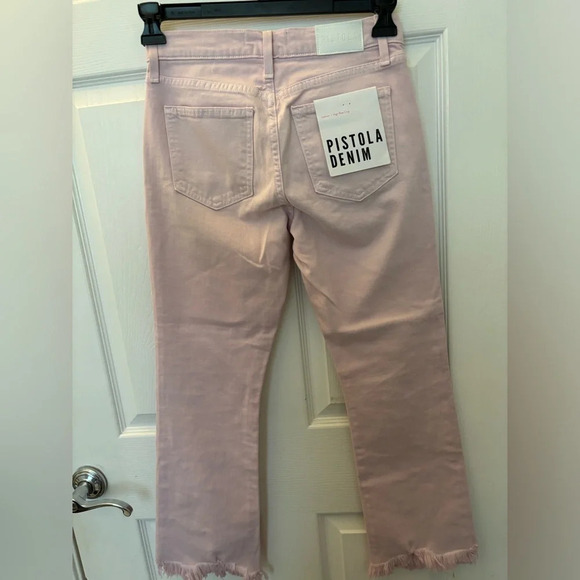 Pistola Lennon High Rise Frayed Cropped Jeans Melrose Light Pink - Picture 2 of 6